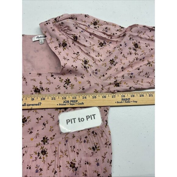 Madewell Lizzie Babydoll Dress in Fresh Sprigs Size 10 square neck puff 3/4 slv - Picture 13 of 15